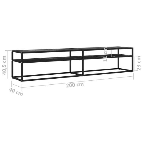 Tv-bord 200x40x40,5 cm hærdet glas marmoreffekt sort