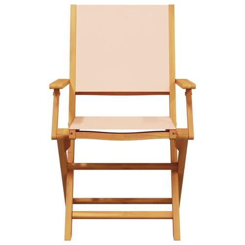 Spisebordssæt til haven 5 dele stof og massivt træ beige