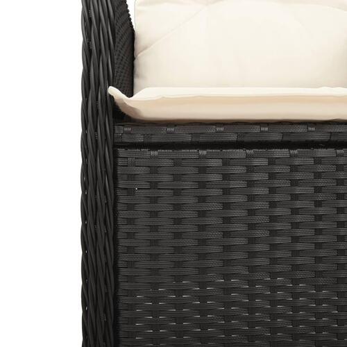 Havestole med hynder 2 stk. justerbart ryglæn polyrattan sort