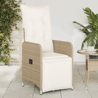 Havestol med lænefunktion og hynder polyrattan beige