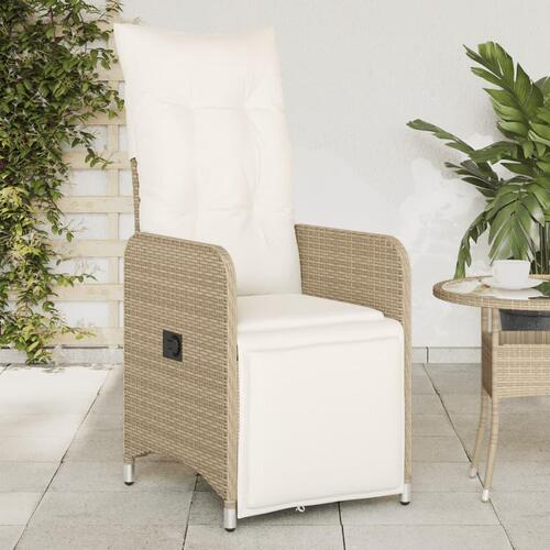 Havestol med lænefunktion og hynder polyrattan beige