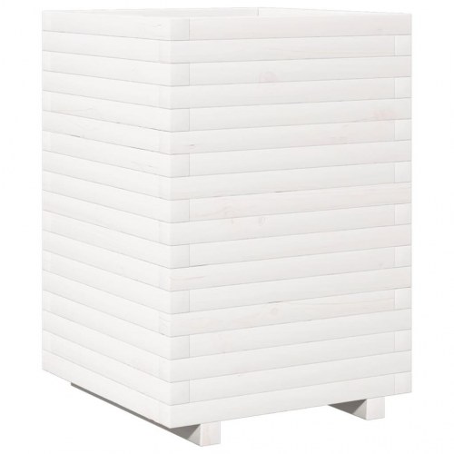 Plantekasse i massivt fyrretræ 50 x 50 x 72 cm - hvid