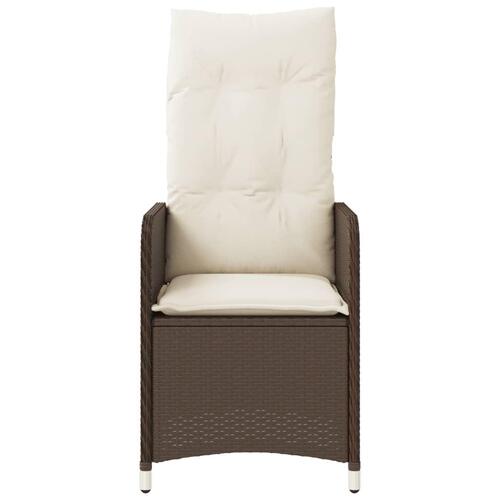 Havestole 2 stk. med lænefunktion og bord polyrattan brun