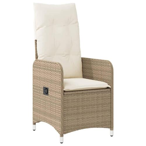 Havestole 2 stk. med lænefunktion og bord polyrattan beige