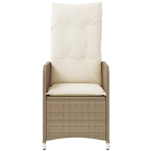 Havestole 2 stk. med lænefunktion og bord polyrattan beige