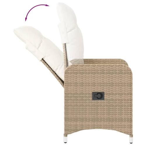 Havestole 2 stk. med lænefunktion og bord polyrattan beige