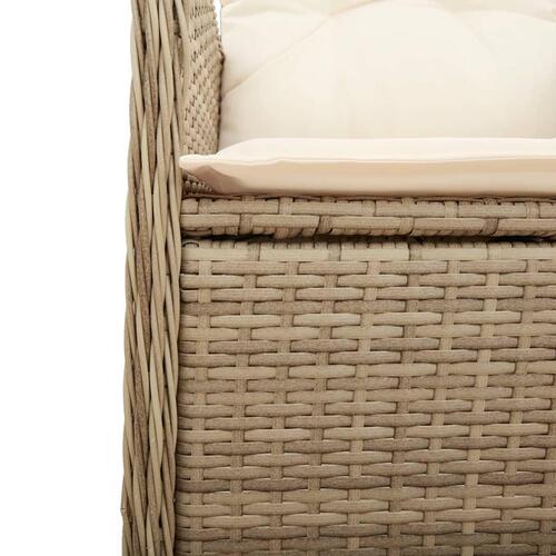 Havestole 2 stk. med lænefunktion og bord polyrattan beige