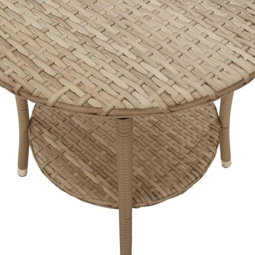 Havestole 2 stk. med lænefunktion og bord polyrattan beige
