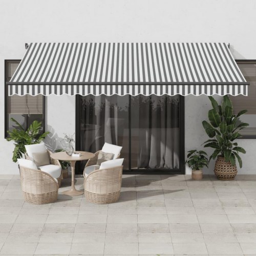 Markise med LED og automatisk betjening 450 x 350 cm - antracitgrå/hvid