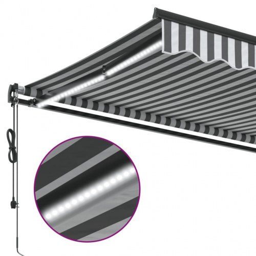 Markise med LED og automatisk betjening 450 x 350 cm - antracitgrå/hvid