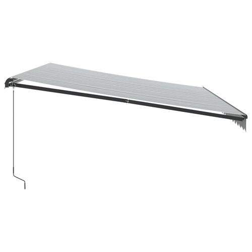 Markise m. LED 500x350 cm manuel betjening antracitgrå og hvid