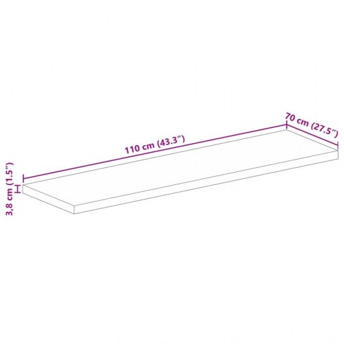 Bordplade 110x70x3,8 cm rektangulær massivt mangotræ