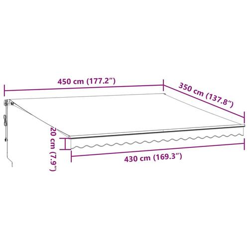 Markise 450x350 cm automatisk betjening antracitgrå og hvid