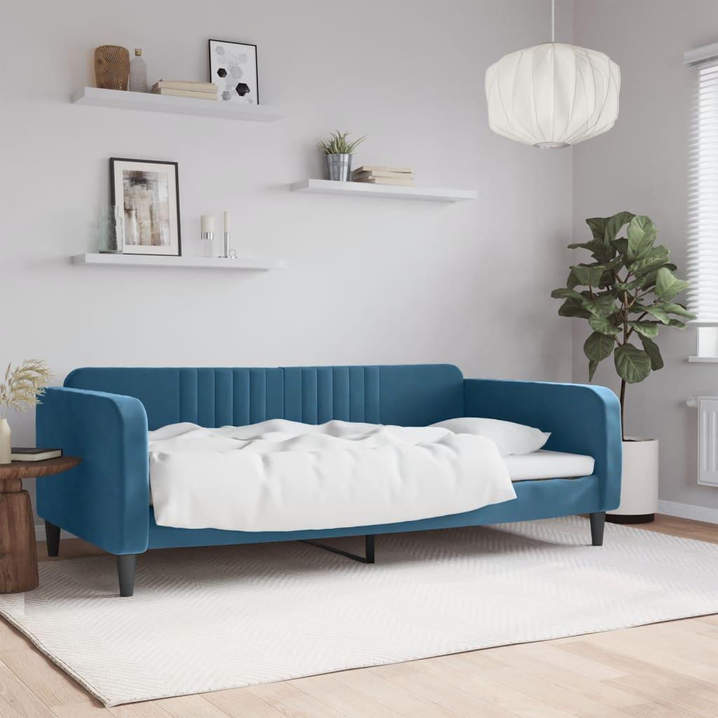 Daybed 100x200 cm velour blå billede