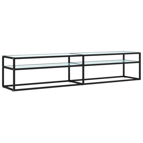Tv-bord 200x40x40,5 cm hærdet glas marmoreffekt hvid