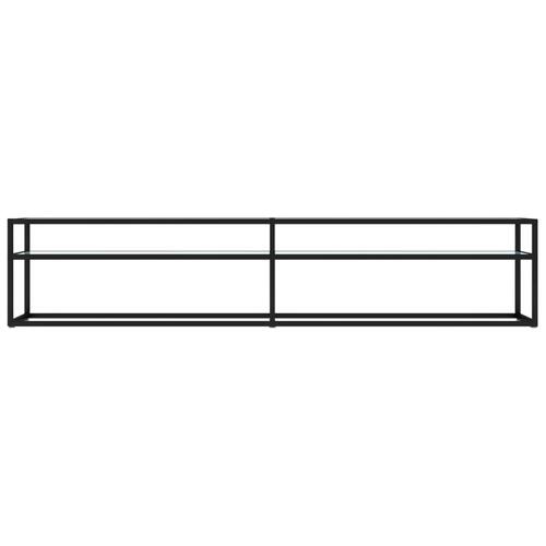Tv-bord 200x40x40,5 cm hærdet glas marmoreffekt hvid