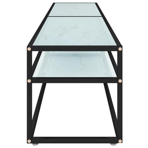 Tv-bord 200x40x40,5 cm hærdet glas marmoreffekt hvid