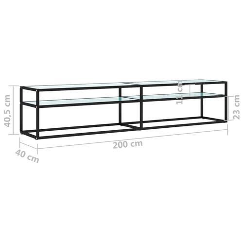 Tv-bord 200x40x40,5 cm hærdet glas marmoreffekt hvid