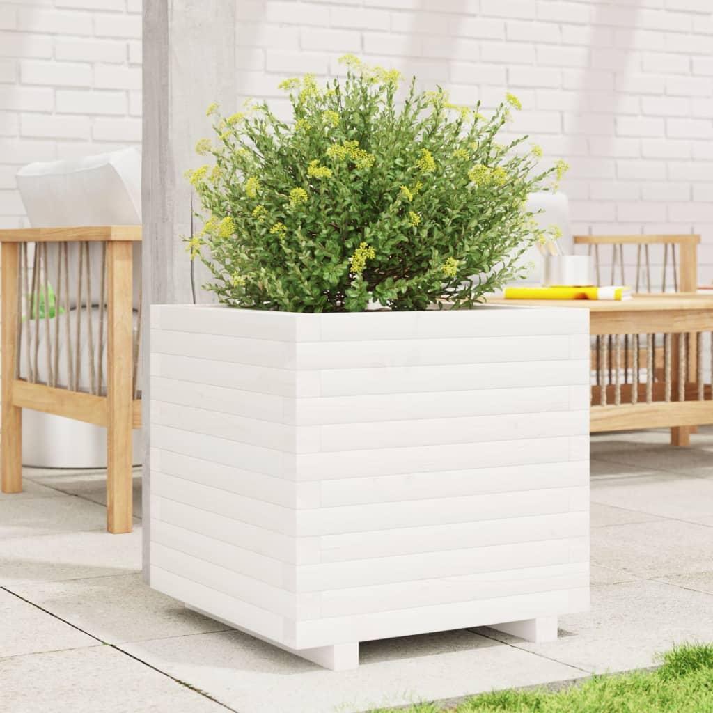 Plantekasse 40X40X49,5 Cm Massivt Fyrretræ Hvid - 50 x 50 x 49.5 cm