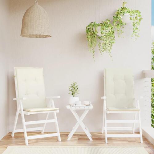 Stolehynder med høj ryg 2 stk. 120x50x4 cm stof cremefarvet