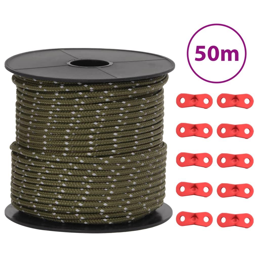 Selvlysende bardunline med bardunspænder 50 m 4 mm