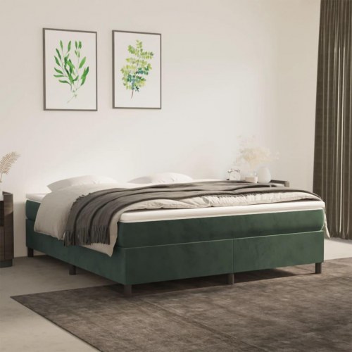 Boxspring sengeramme i fløjl - mørkegrøn 160×200 cm