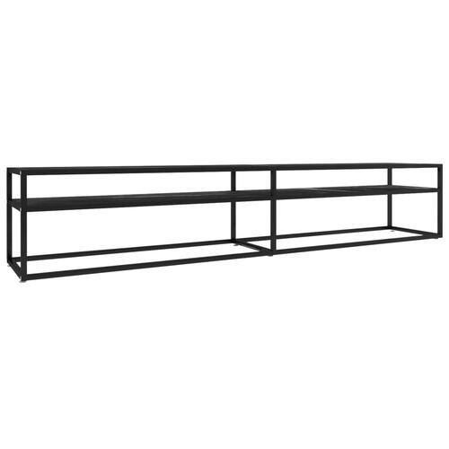 Tv-bord 220x40x40,5 cm hærdet glas marmoreffekt sort