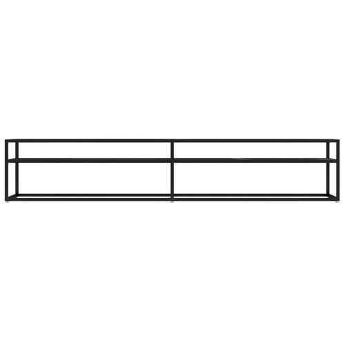 Tv-bord 220x40x40,5 cm hærdet glas marmoreffekt sort