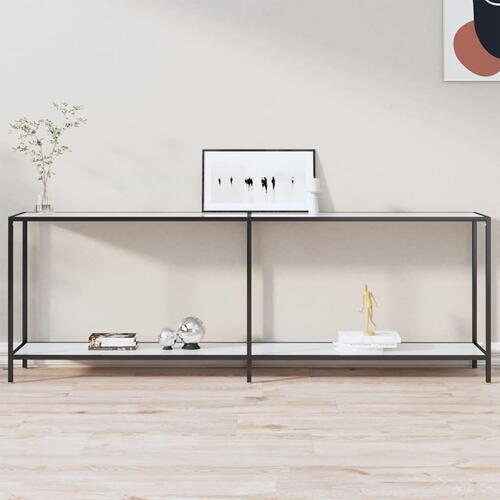 Konsolbord 220x35x75,5 cm hærdet glas hvid