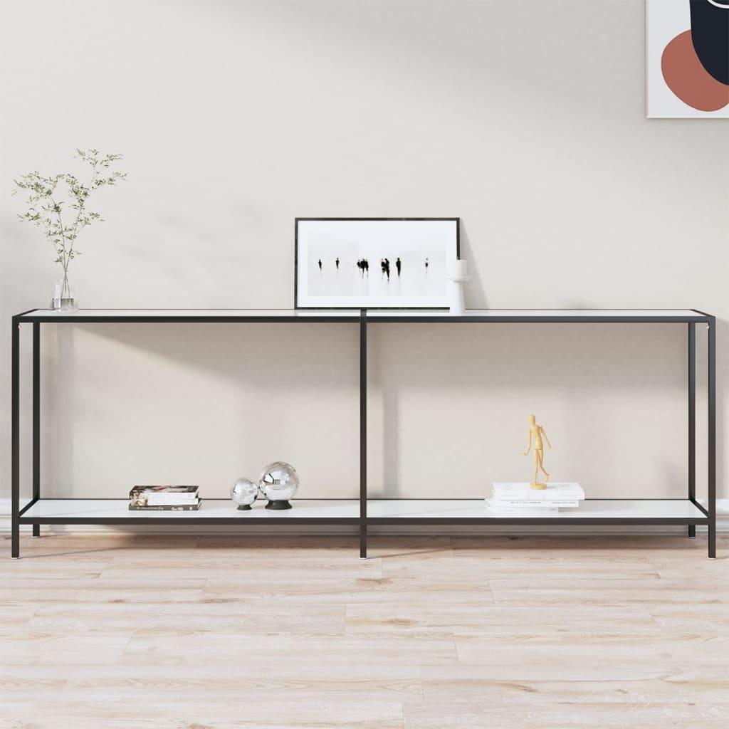 Konsolbord 220x35x75,5 cm hærdet glas hvid