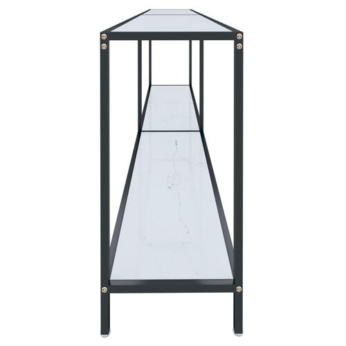 Konsolbord 220x35x75,5 cm hærdet glas hvid