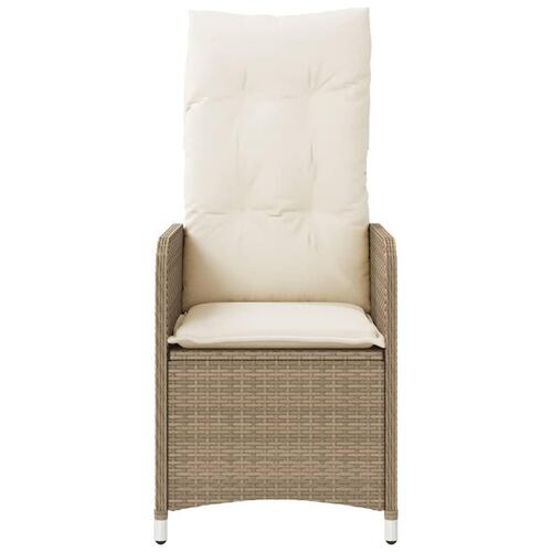 Havestole 2 stk. med lænefunktion og hynder polyrattan beige