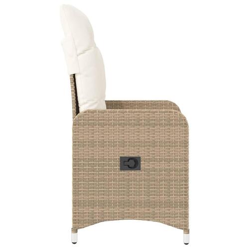 Havestole 2 stk. med lænefunktion og hynder polyrattan beige
