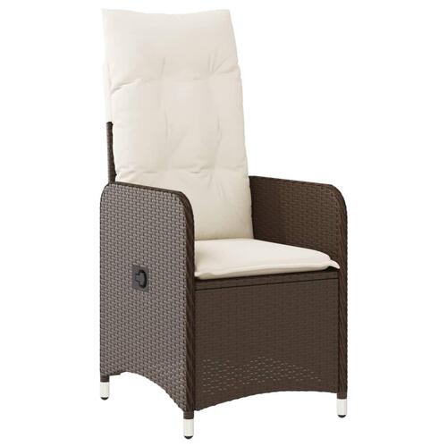 Havestol med lænefunktion og hynder polyrattan brun