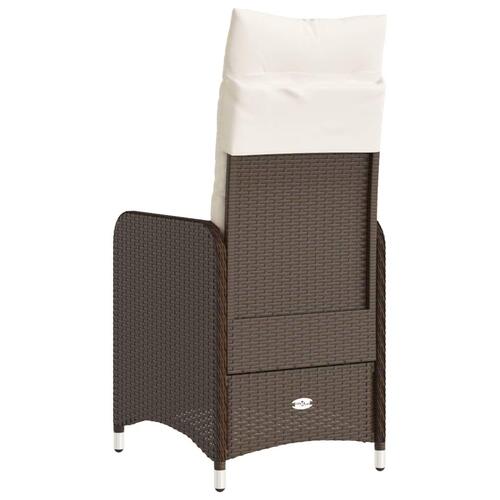 Havestol med lænefunktion og hynder polyrattan brun