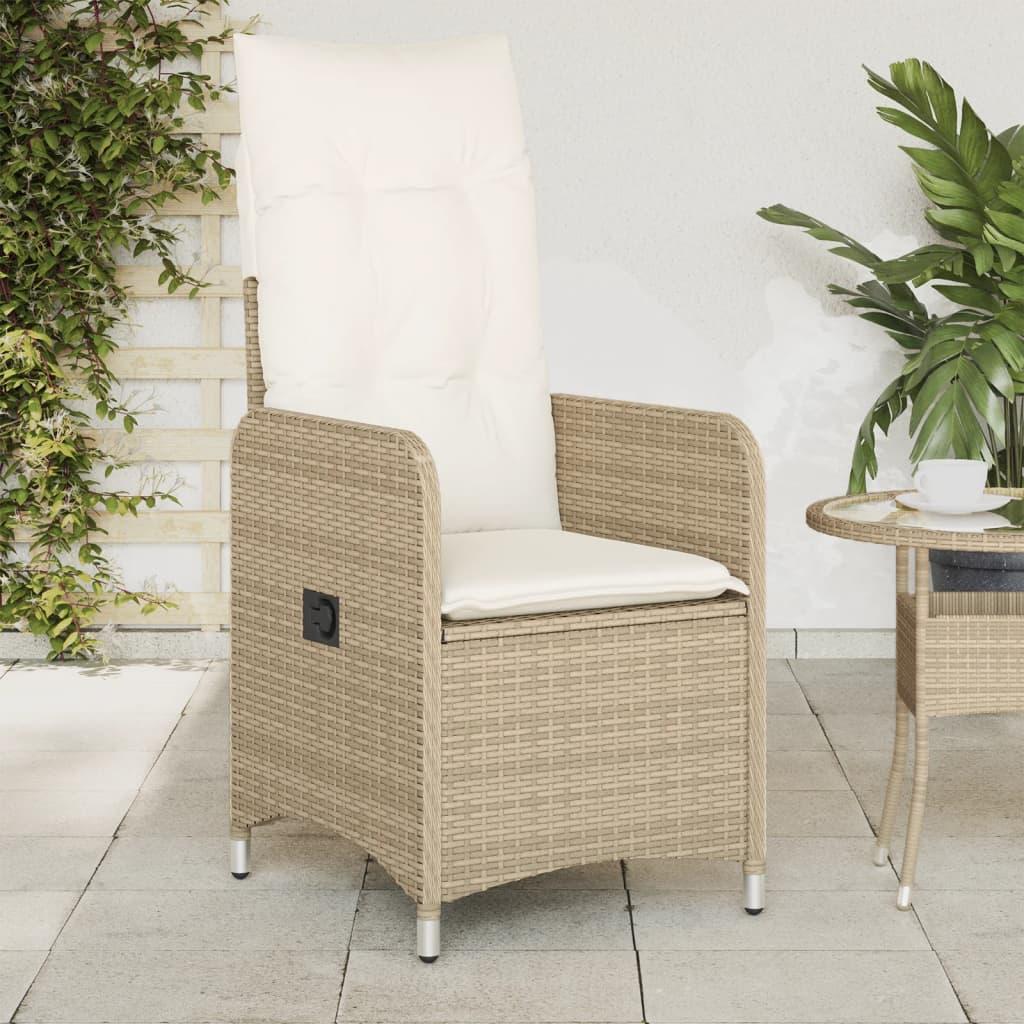 Havestol med lænefunktion og hynder polyrattan beige