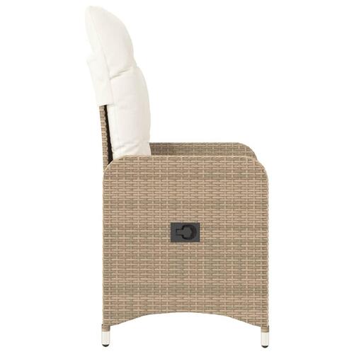Havestol med lænefunktion og hynder polyrattan beige