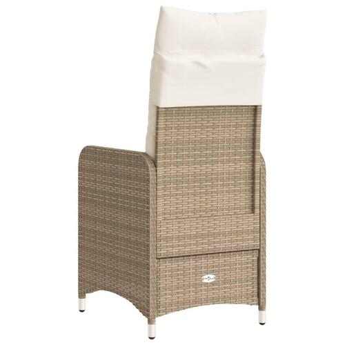 Havestol med lænefunktion og hynder polyrattan beige