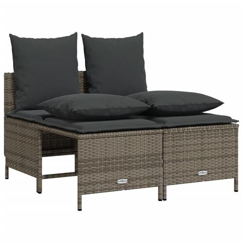 Sofasæt 5 dele med hynder polyrattan grå