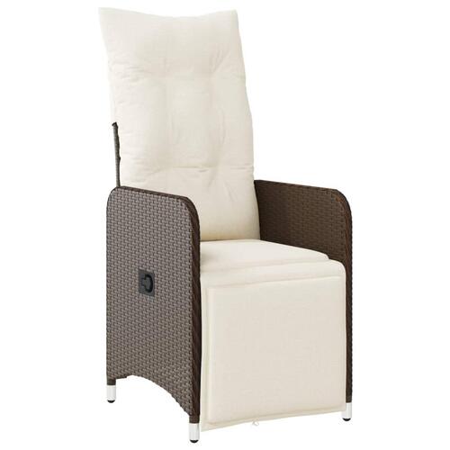 Havestole 2 stk. med lænefunktion og bord polyrattan brun