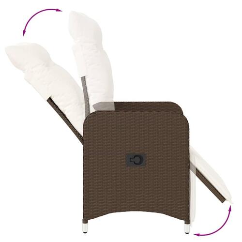 Havestole 2 stk. med lænefunktion og bord polyrattan brun