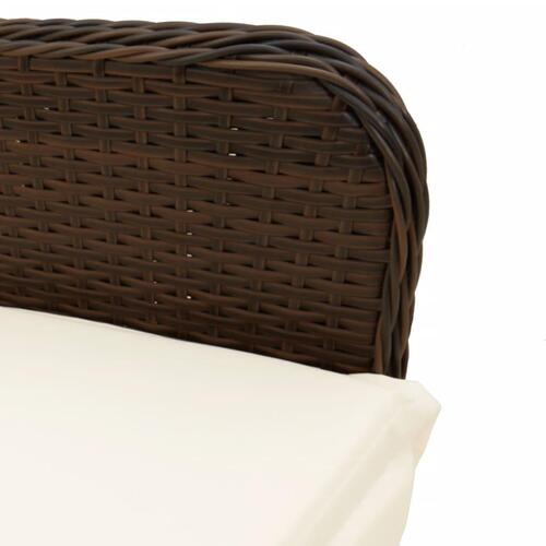 Havestole 2 stk. med lænefunktion og bord polyrattan brun