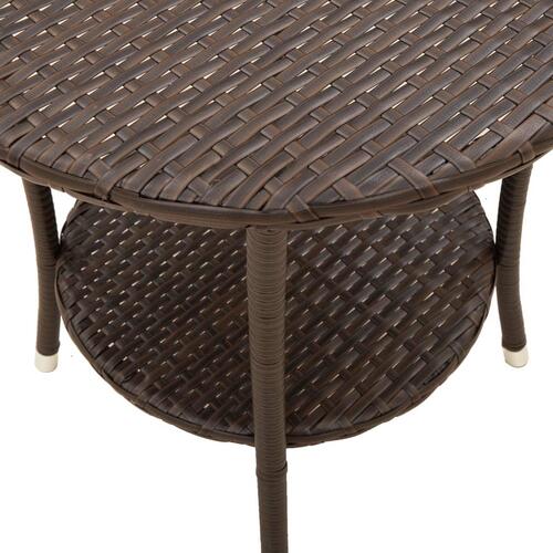 Havestole 2 stk. med lænefunktion og bord polyrattan brun