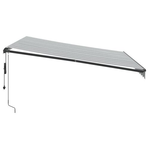Markise m. LED 400x350 cm automatisk betjening antracitgrå hvid