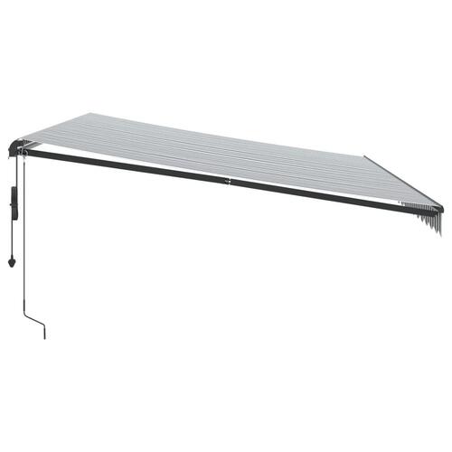 Markise 500x350 cm automatisk betjening antracitgrå og hvid