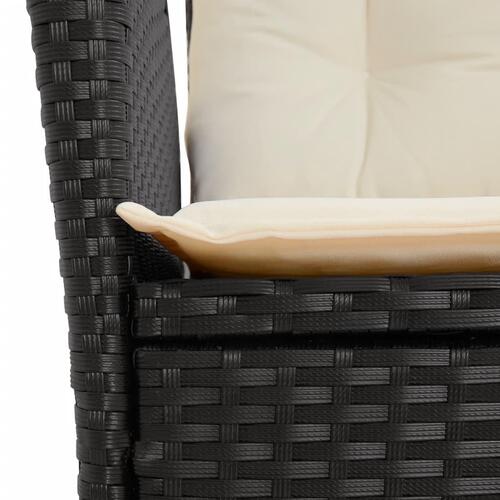 Spisebordssæt til haven 7 dele med hynder polyrattan sort