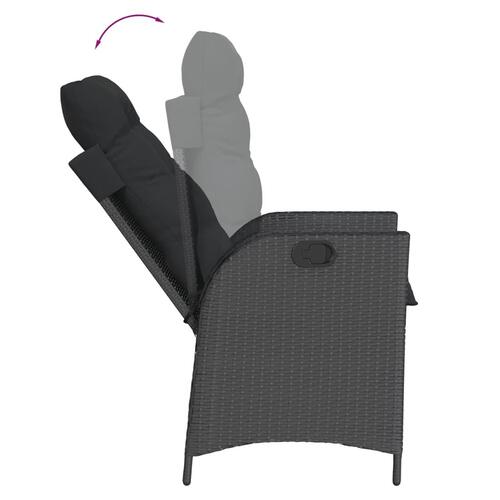 Spisebordssæt til haven 7 dele med hynder polyrattan sort