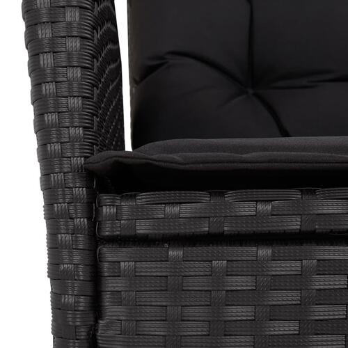 Spisebordssæt til haven 7 dele med hynder polyrattan sort