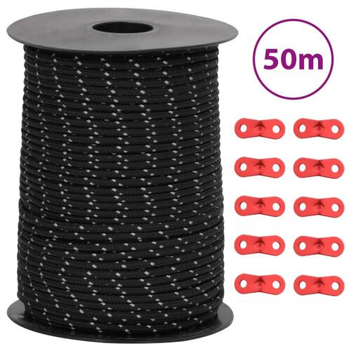 Selvlysende bardunline med bardunspænder 50 m 3 mm