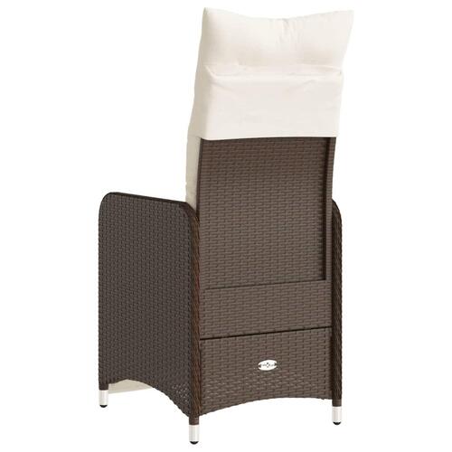 Havestol med lænefunktion og hynder polyrattan brun